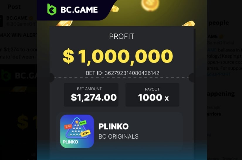 Plinko $1M Max Win